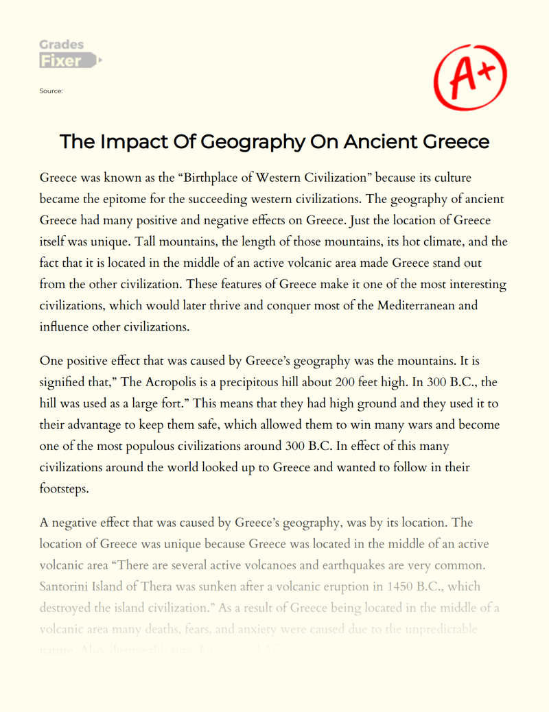 The Impact of Geography on Ancient Greece Essay