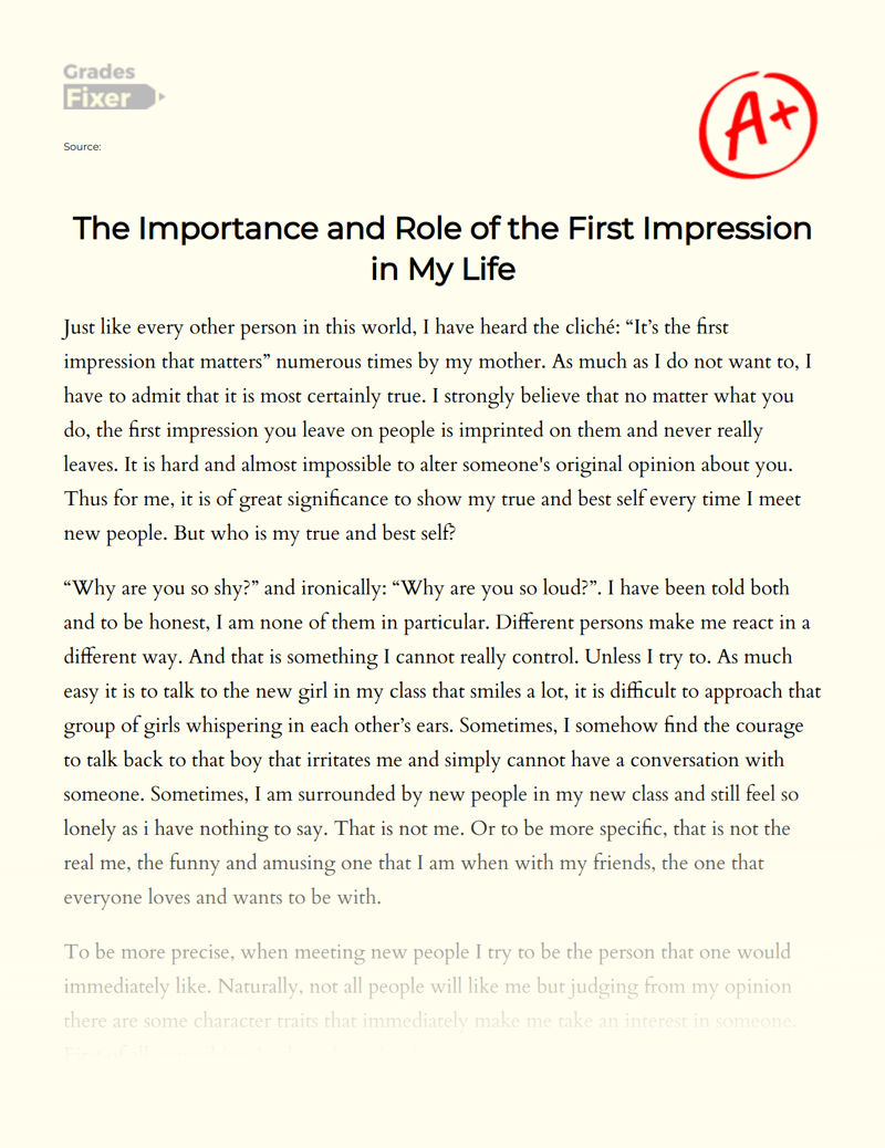 can first impressions be changed essay