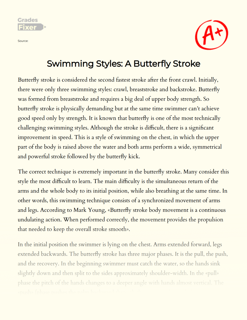 Swimming Styles: a Butterfly Stroke Essay