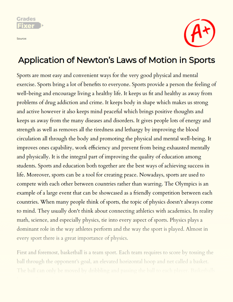 Application of Newton’s Laws of Motion in Sports Essay