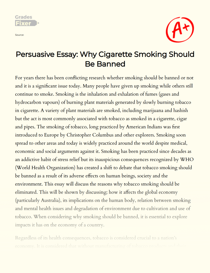 persuasive essay about smoking body