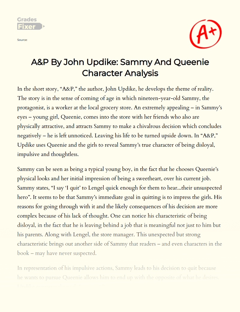 a&p john updike character analysis