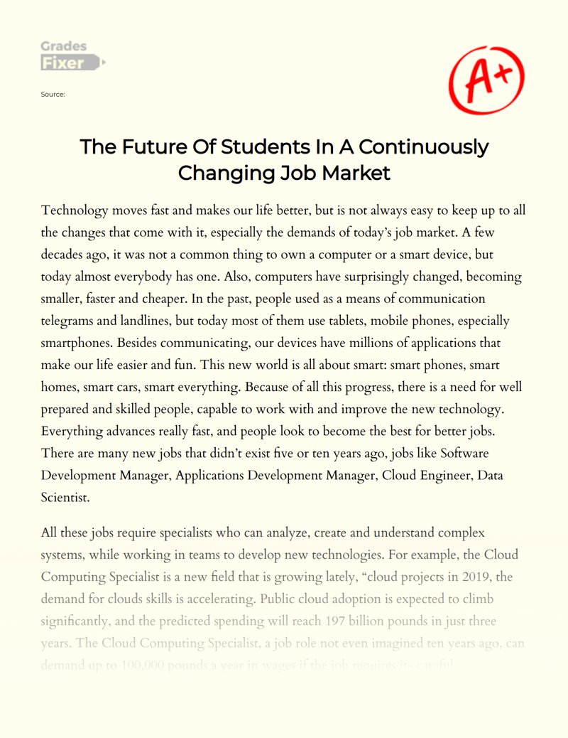 The Impact of Technology on The Future of Work Essay