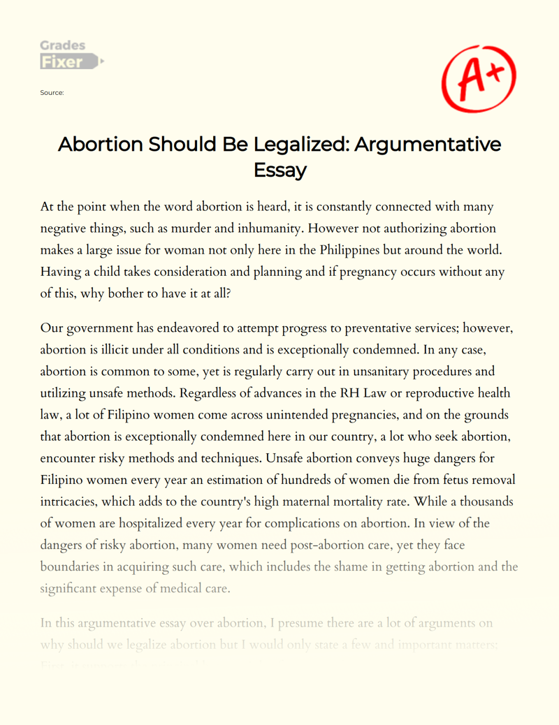 abortion essay philippines