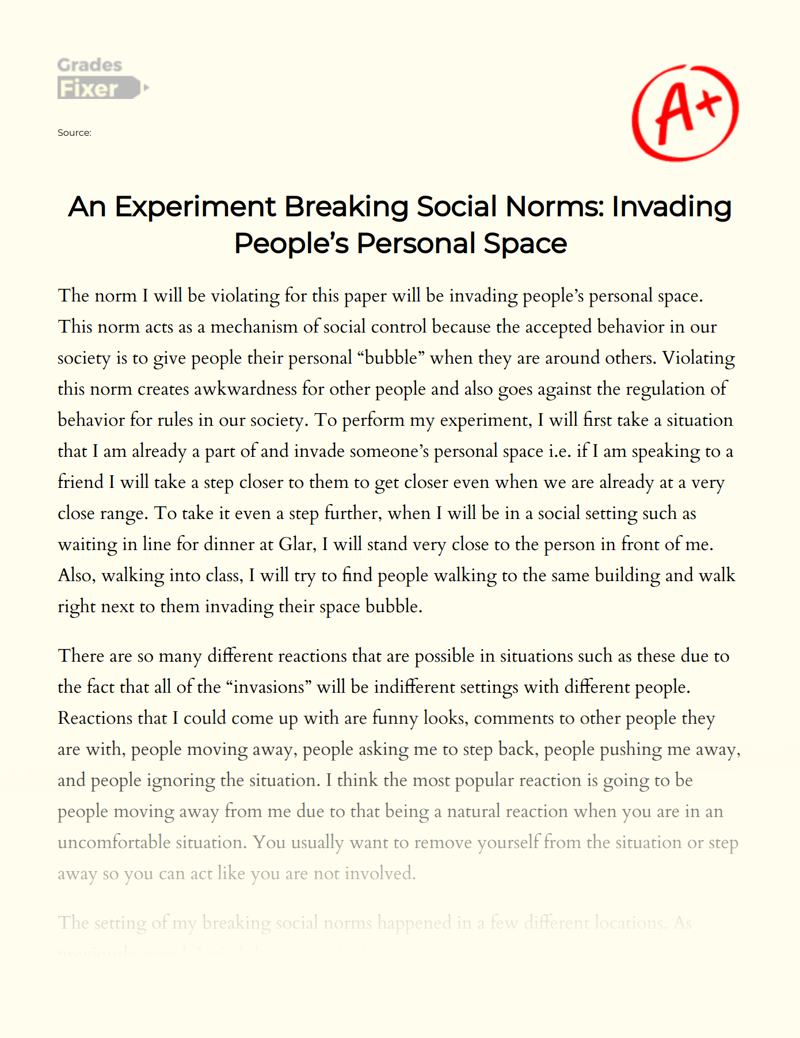 breaking social norms experiment essay