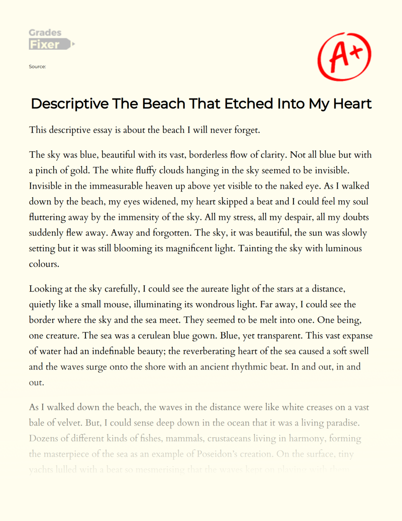 Descriptive The Beach that Etched into My Heart Essay