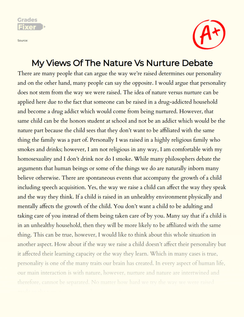 nature vs nurture in child development essay