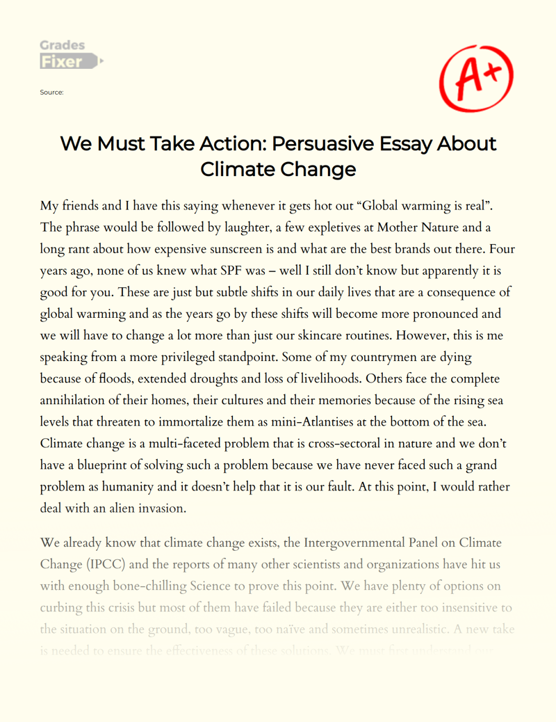 Mother Nature and Climate Change: We Must Take Action Essay