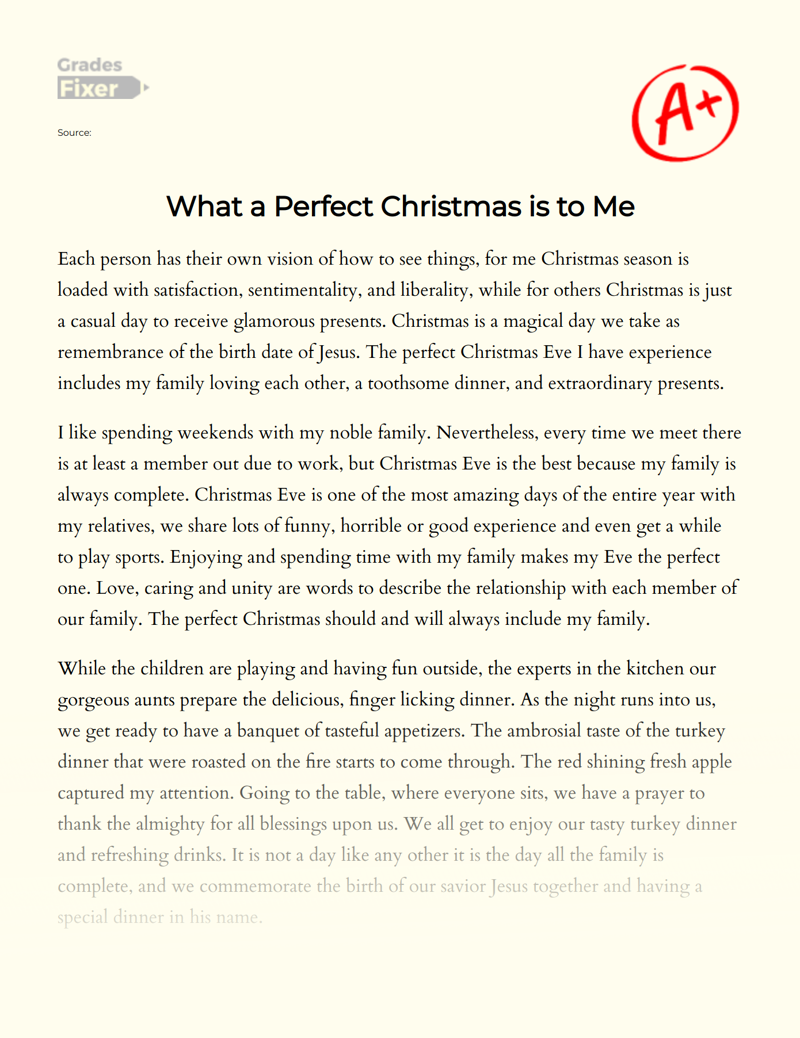 My Idea of a Perfect Christmas Essay
