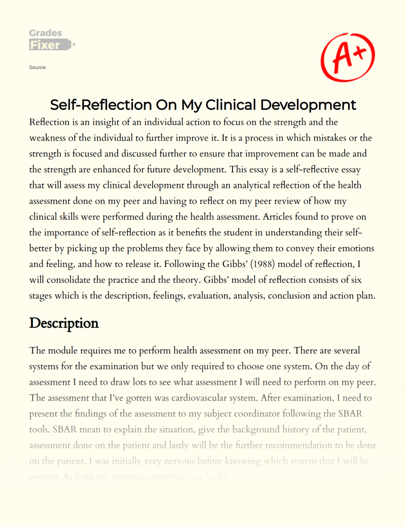 Self-reflection on My Clinical Development Essay