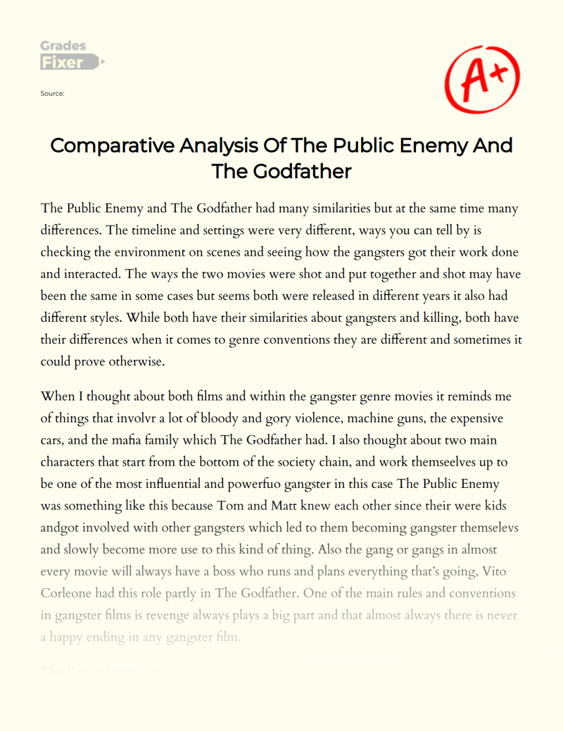 Comparative Analysis of The Public Enemy and The Godfather Essay