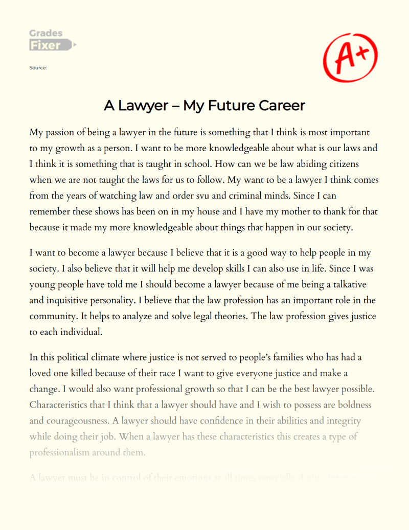Why I Want to Become a Lawyer: My Future Career Essay