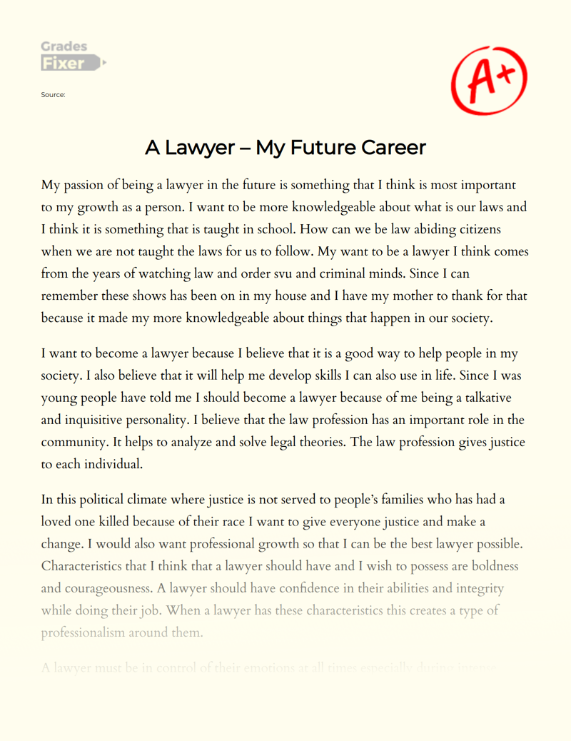 dream job essay lawyer