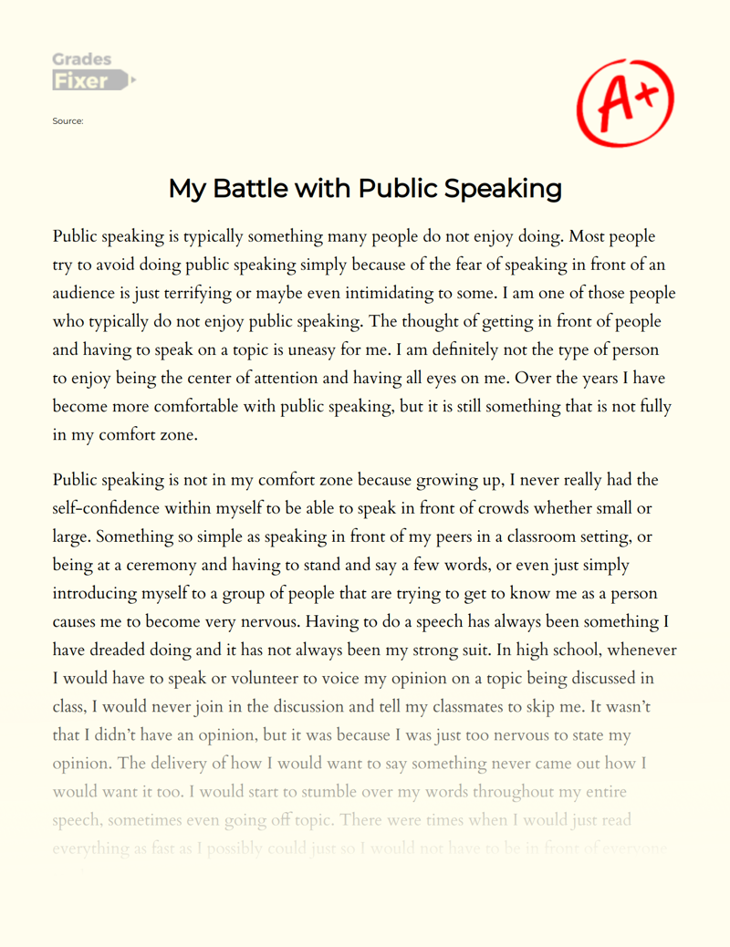 My Battle with Public Speaking Essay