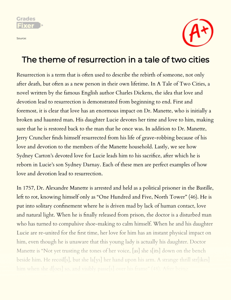 A Tale of Two Cities: Resurrection Theme Essay