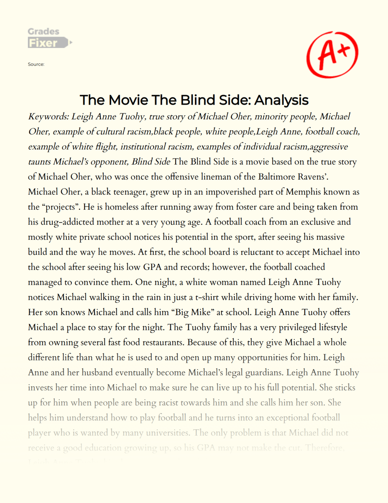 the blind side essay