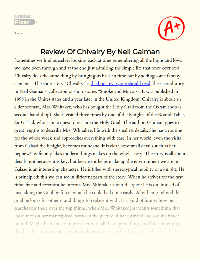 Review of Chivalry by Neil Gaiman Essay