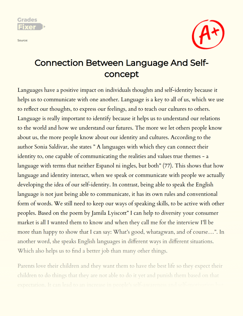 Connection Between Language and Self-concept Essay