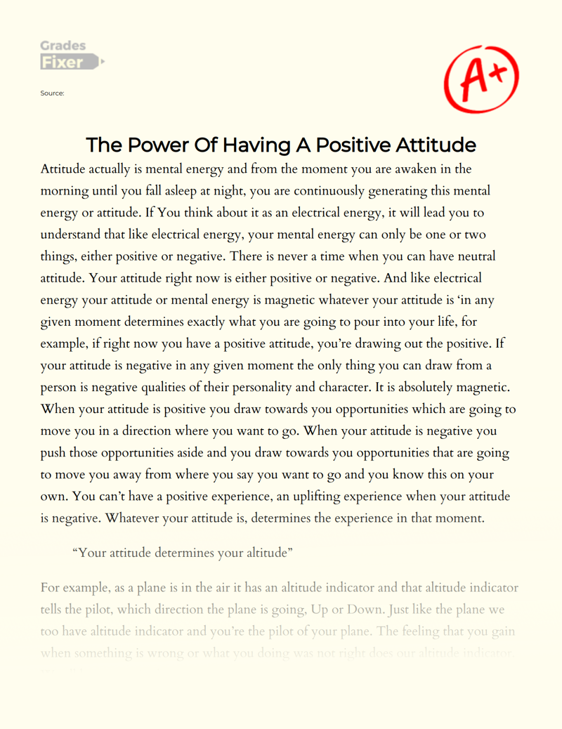 The Power of Having a Positive Attitude Essay