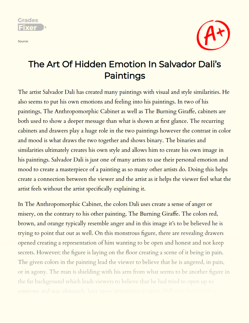 The Art of Hidden Emotion in Salvador Dali’s Paintings Essay