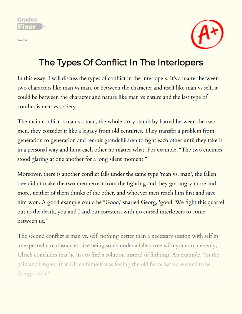 The Types of Conflict in The Interlopers Essay