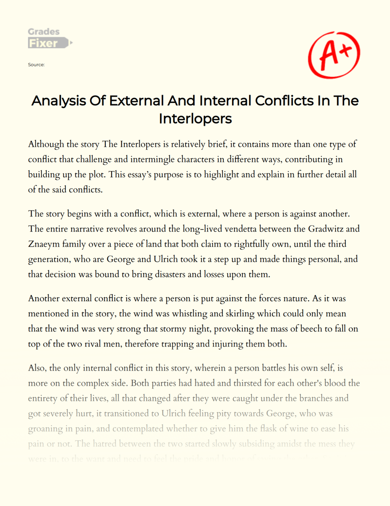 Analysis of External and Internal Conflicts in The Interlopers Essay