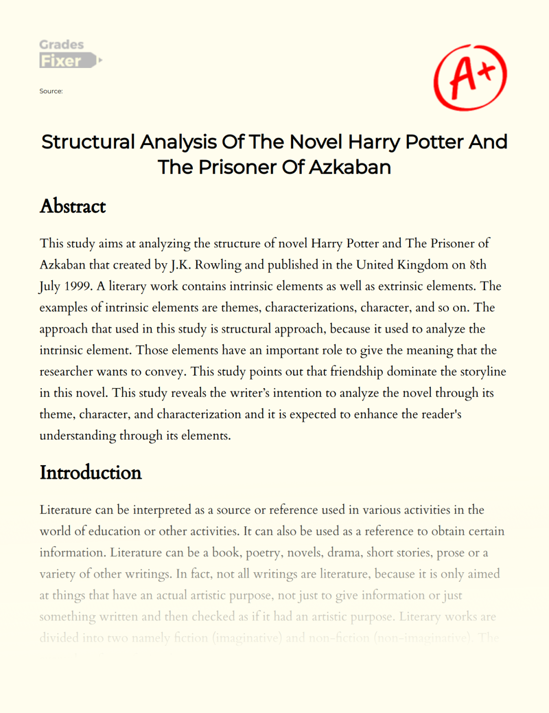 Structural Analysis of The Novel Harry Potter and The Prisoner of Azkaban Essay