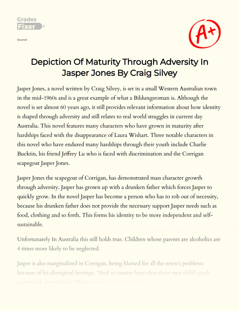 Depiction of Maturity Through Adversity in Jasper Jones by Craig Silvey Essay