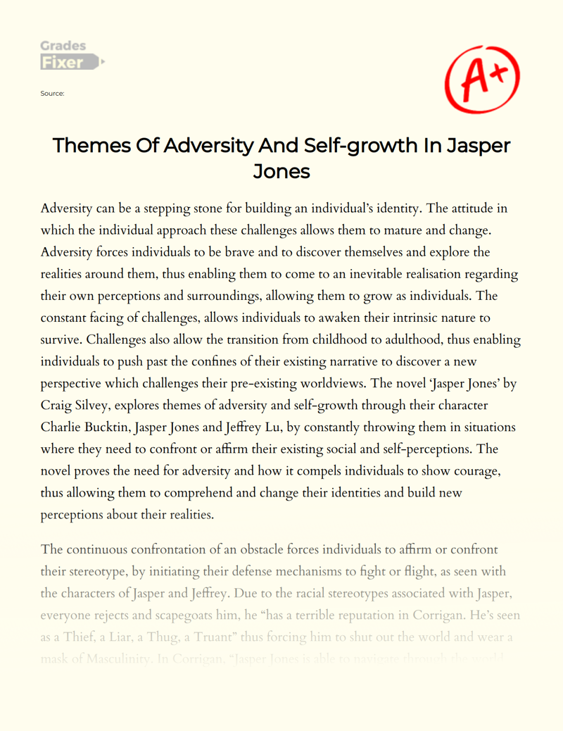Themes of Adversity and Self-growth in Jasper Jones Essay