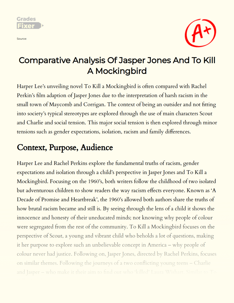 To Kill a Mockingbird and Jasper Jones: a Comparative Analysis Essay