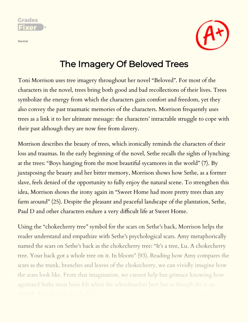 Analysis of Toni Morrison's Use of Trees in Beloved  Essay