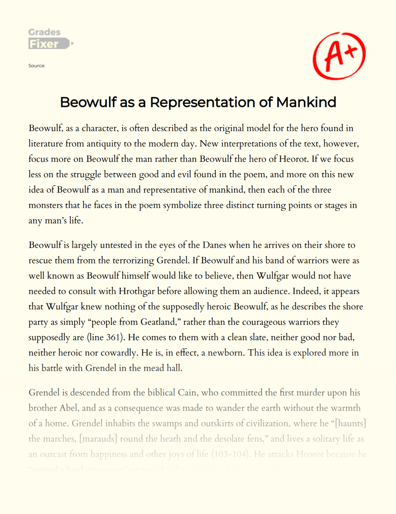 Beowulf as a Representation of Mankind Essay