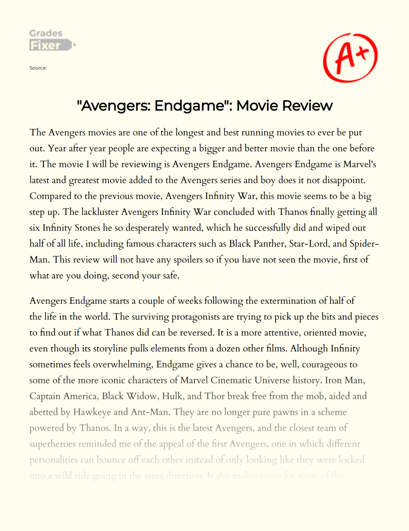 Movie Review – “AVENGERS; THE END GAME” One of the Worlds Highest