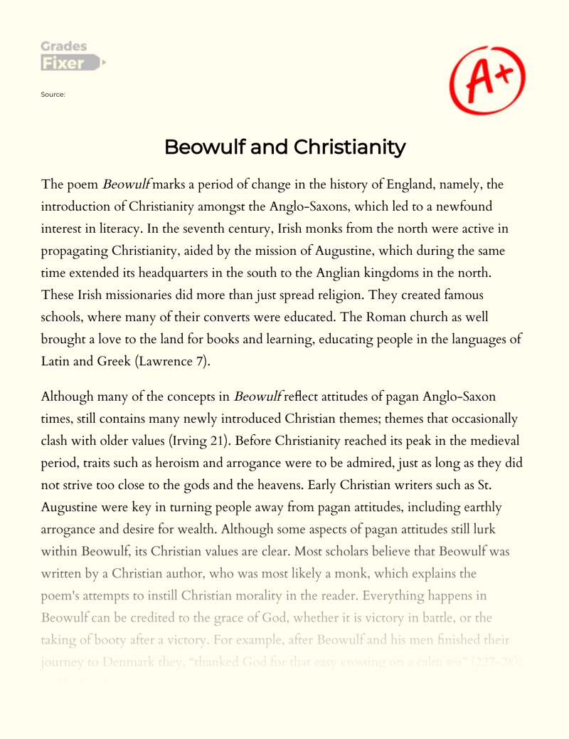 christian ideals in beowulf