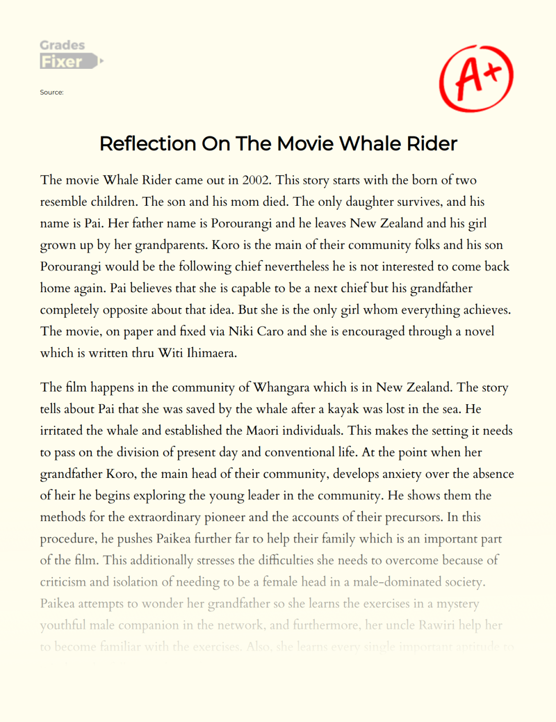 the essay from the whale movie