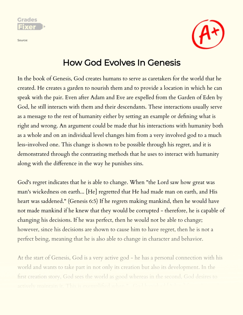 How God Evolves in Genesis essay