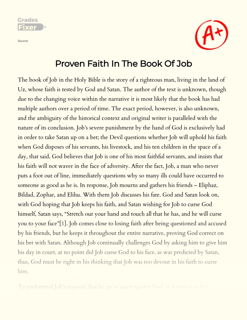 Proven Faith in The Book of Job Essay
