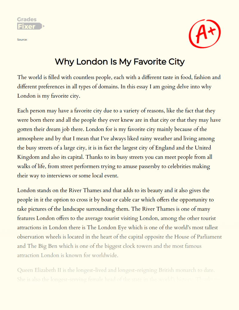 Why London is My Favorite City Essay