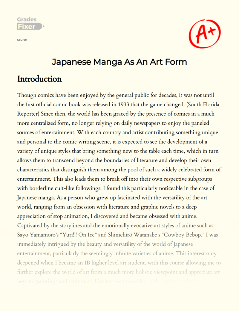 Japanese Manga as an Art Form Essay