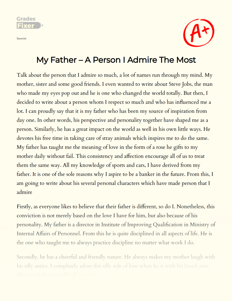 admire my father essay