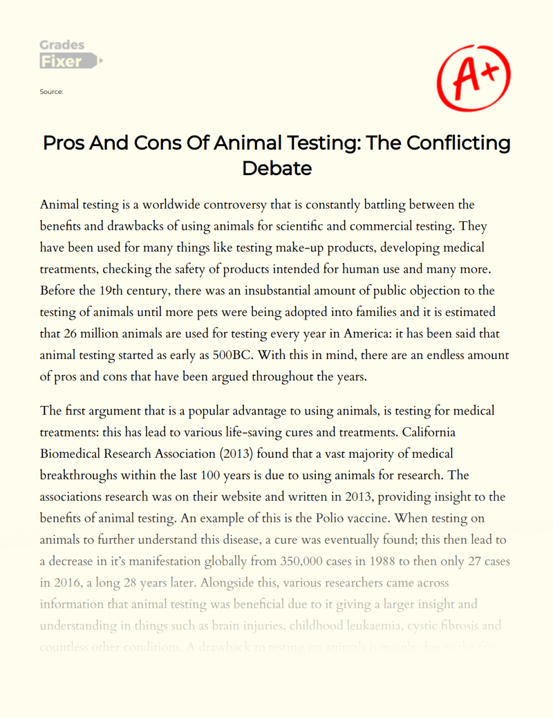 pros of animal testing essay