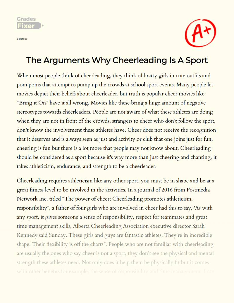 essay on why cheerleading is a sport