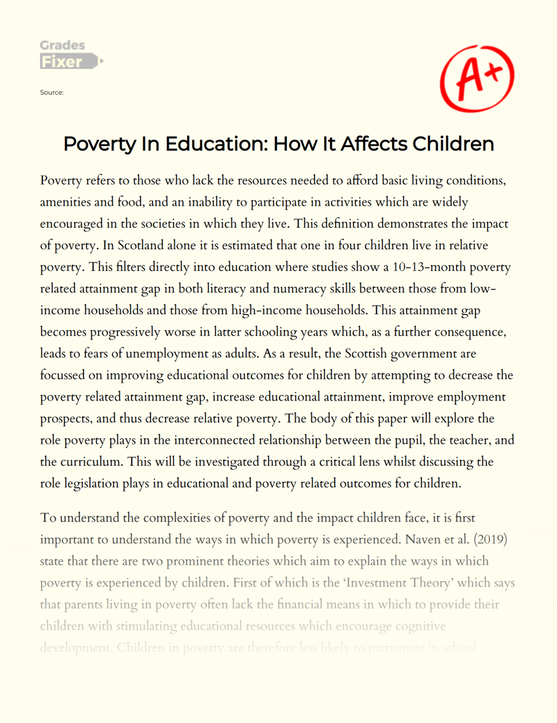 poverty essay grade 11