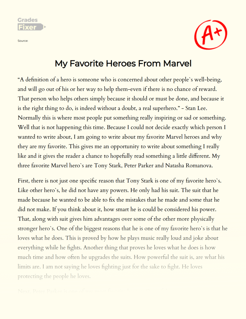 essay on my favourite hero for class 6