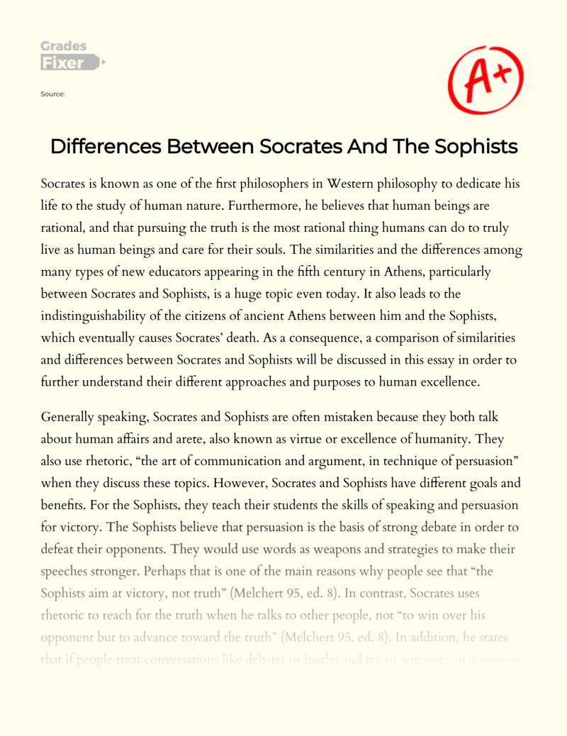 Differences Between Socrates and The Sophists Essay