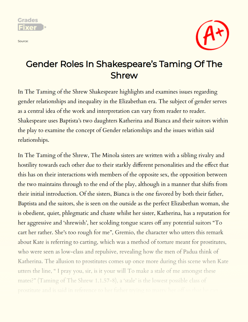 taming of the shrew critical essays