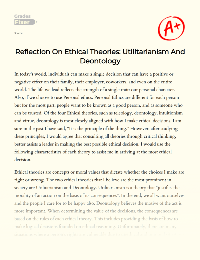 reflection-on-ethical-theories-utilitarianism-and-deontology-essay