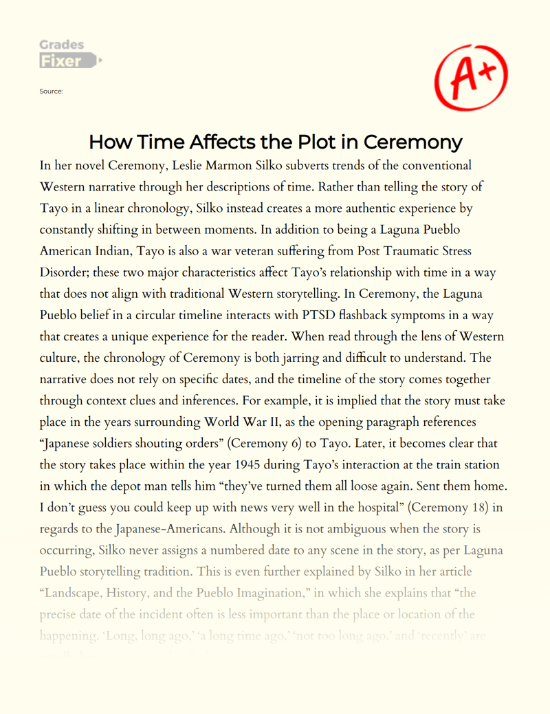 How Time Affects The Plot in Ceremony Essay