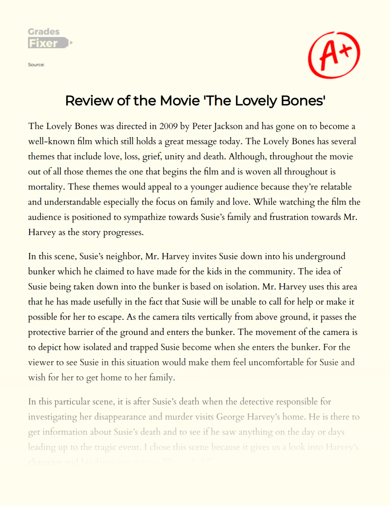 Review of The Movie 'The Lovely Bones' Essay