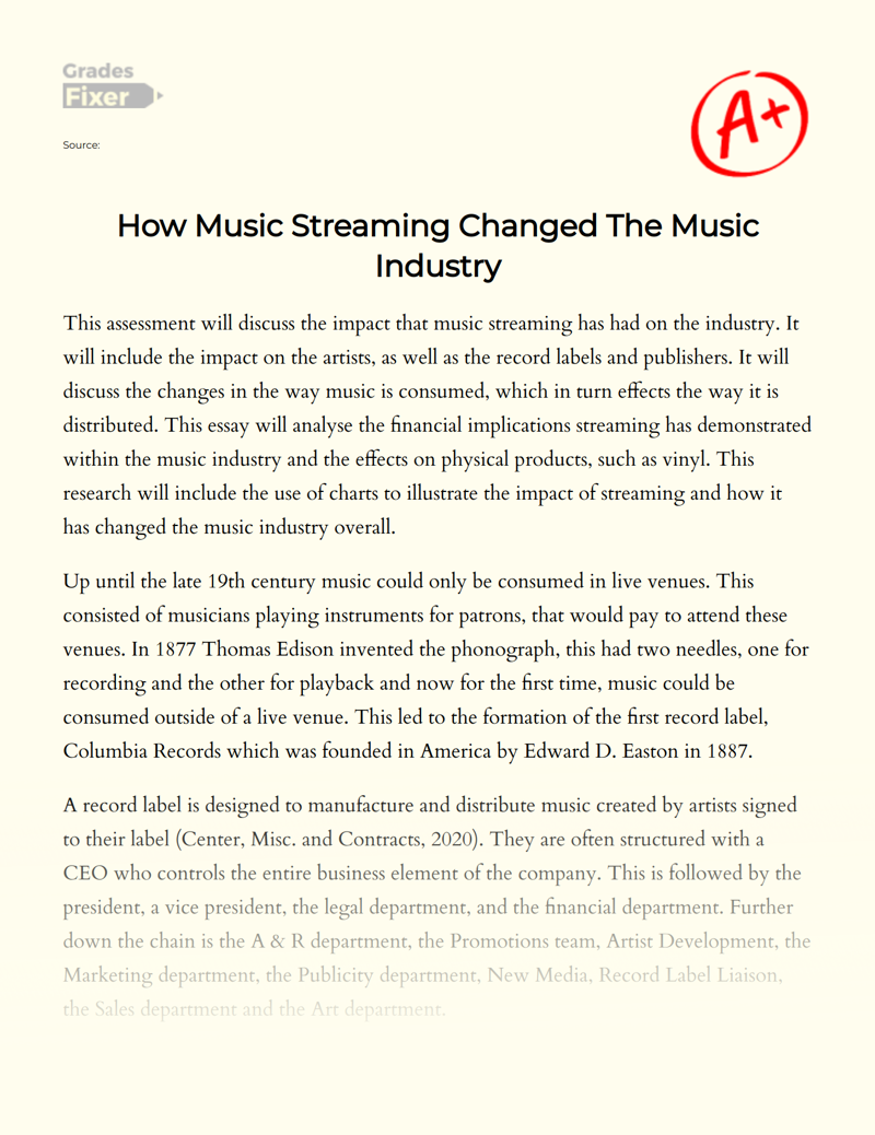 How Music Streaming Changed The Music Industry Essay